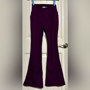 POPFLEX Crisscross Hourglass® Flared Legging with Pockets - Plum